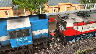WDM3D DIESEL ENGINE CHANGE TO WAG 7 ELECTRIC LOCOMOTIVE | Railway station #trainscrossing #railway