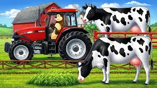 The Bear Farm 🐄🚜 | Barn Cleaning & Transporting Grass for Dairy Cows | Real Farm Animation