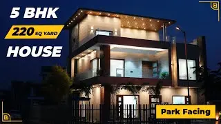 Inside a Corner Park Facing 220 Sq Yard Modern House With Huge Green Area and Cool Front Elevation