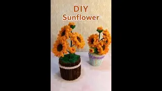 How to make pipe cleaner(chenille) sun flower | Sun flower mini pot #diy #shorts #video
