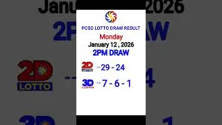 JANUARY 12 2026 2PM Draw Lotto Result Today PCSO 2D 3D