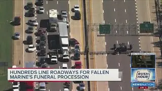 Hundreds line roads for fallen Marine's funeral procession