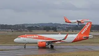 One in one out, easyJet A320-214 G-EZUT arriving & A320-251N G-UZLA departing EDI #aviation