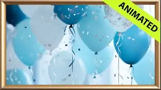 Frame TV Art - Blue Party Balloons | Birthday Party Smart TV Art | Party TV Screensaver