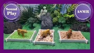 ASMR Sand Crystals Stones and Tigers Tapping Oddly Satisfying Relaxing Sound Play Mini Diorama #asmr