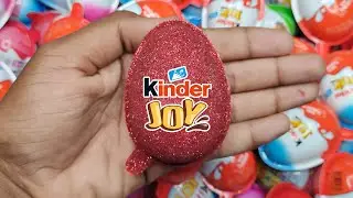 NEW! Colored Glitter Kinder Joy opening ASMR - A lot of Kinder Surprise egg toys Part-86