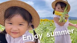 採れたてとうもろこしまるかじり🌽ひまわり畑でメイちゃん発見❣️