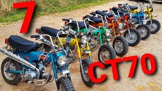 7 Original Honda CT70 DAX Minibikes on Road - Wheelies & Fun