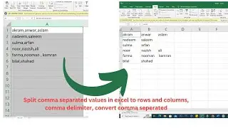 Split comma separated values in excel to rows and columns, comma delimiter, convert comma seperated