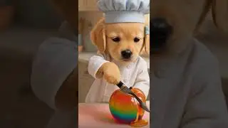Dog cutting fruit ASMR
