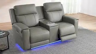 Harbour Immersive Audio Leather Dual Recliner Loveseat Sofa with Console