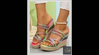 Rainbow Strappy Espadrille Wedge Sandals
