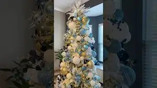 Baby blue, white, & gold Christmas Tree #holidaydecor #christmastree #christmastreedecoration