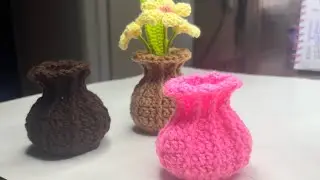 🏺Mini Jarrón 🏺a cochet, ideal para tus arreglos de san Valentín 💐💕 #crochet #tutorial 