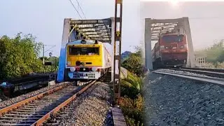 ⚡Back to Back Local + Express Trains Powerfull Bridge crossing SEEN OMG  #indianrailways  #viral