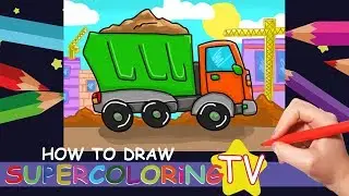 How to Draw a Dump Truck for Kids,Construction Vehicle Coloring Pages, How to Draw for Kids