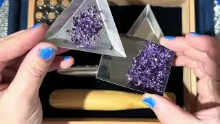 ASMR Soft Spoken Crystal Shop, gemstone sorting, crafting, making wish bottles, sapphire, ruby