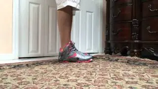 Nike Lebron 11 XI Elite Grey Laser Crimson On Foot