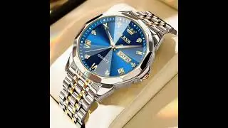 OLEVS Watch for Men Diamond Business Dress Analog Quartz Stainless Steel