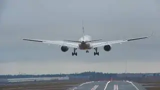 Finnair Airbus A350 landing runway 22l, Helsinki-Vantaa Airport