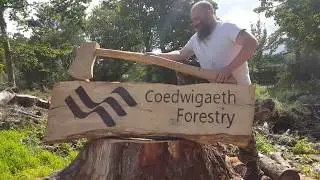 Freehand Router Carving Signs - Oak tree trunk Glynllifon Agricultural College