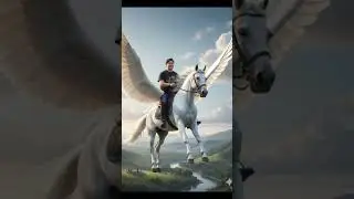 A man riding a horse with flying wings #ai #funny #horse