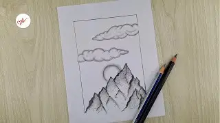 How to Draw Mountains and Clouds | Easy Pencil Shading Landscape Drawing for Beginners