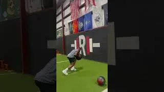 Staggered Stance Med Ball Chest Throw to Accel Step