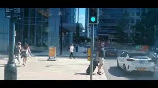 Driving in Canary Wharf.