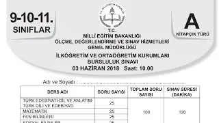 9-10-11. SINIFLAR BURSLULUK SORU ÇÖZÜMLERİ (2018)