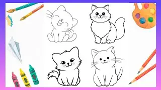 How to draw 4 cats?