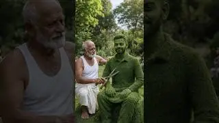 Virat Kohli Sculpture by Old Man In Grass 🌿 #shorts #viral #trending