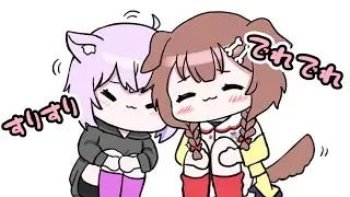 【手描き】眠くて甘えん坊なおかゆとデレデレなころね【戌神ころね/猫又おかゆ/ホロライブ切り抜き】【切り抜き漫画】