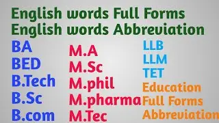 Full Farms  English words Full Forms English abbreviation Studies Full Forms    education Full Forms
