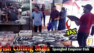 Never Seen This !!!😱 Spangled Emperor Fish| fish Cutting & Cleaning Skills | Excellent Fish Cutting