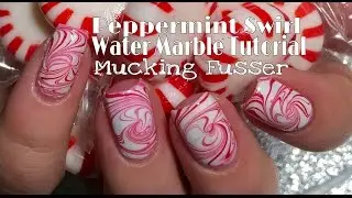 Peppermint Swirl Candy Water Marble Nail Art Tutorial