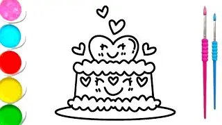 Birthday Cake drawing easy for kids and toddlers | How to draw a Beautiful cake