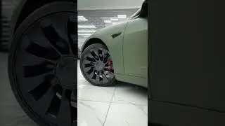 Tesla Model 3 Fully Wrapped In Matte Military Green✅ l Tesla #trending #tesla #electriccar #ev #s#m