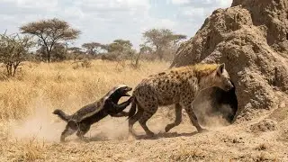 Honey Badger vs Hyena &ndash; Fearless Defense of Her Den!
