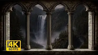 4K Rainy Medieval Castle Window View - Cozy Thunderstorm Sounds - Ambience for Reading