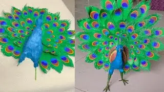 Peacock feather craft |  peacock decoration ideas | paper peacock making tutorial 