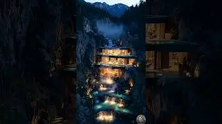 Building the ultimate dream home inside a waterfall!#dreamhome #architecture #waterfall #luxury