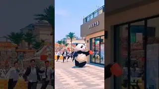 Panda 🐼 Running🏃in Basement Got Fell Down #shorts #funny #comedy #food #foryou #cute #trending