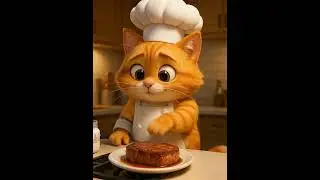 Cute Chef Cat Cooking Steak 🍳🐱 | Pixar-Style 3D Animation
