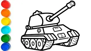 For kids Drawing Coloring | Tank coloring page with  live examples | Learn Alphabet