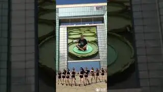 Sitting on giant lotus leaf in Dong Thap Province, South Vietnam