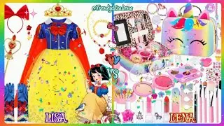 Lisa or Lena💕//Barbie Princess Costumes Vs Makeup Challenge💅Choose one pick? #viral #lena #trending💋