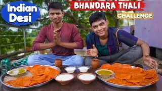 Indian Fully Desi Bhandara Food Thali Challenge | Malpua Thali Challenge | Village Food Challenge
