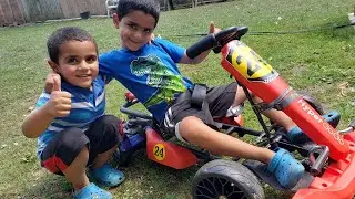 TEACHING ADAM AND NOAH RIDE GO CART LOL