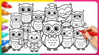 Satisfying Coloring -  Coloring Cute Owls - Coloring Pages ❤️ NCS music
